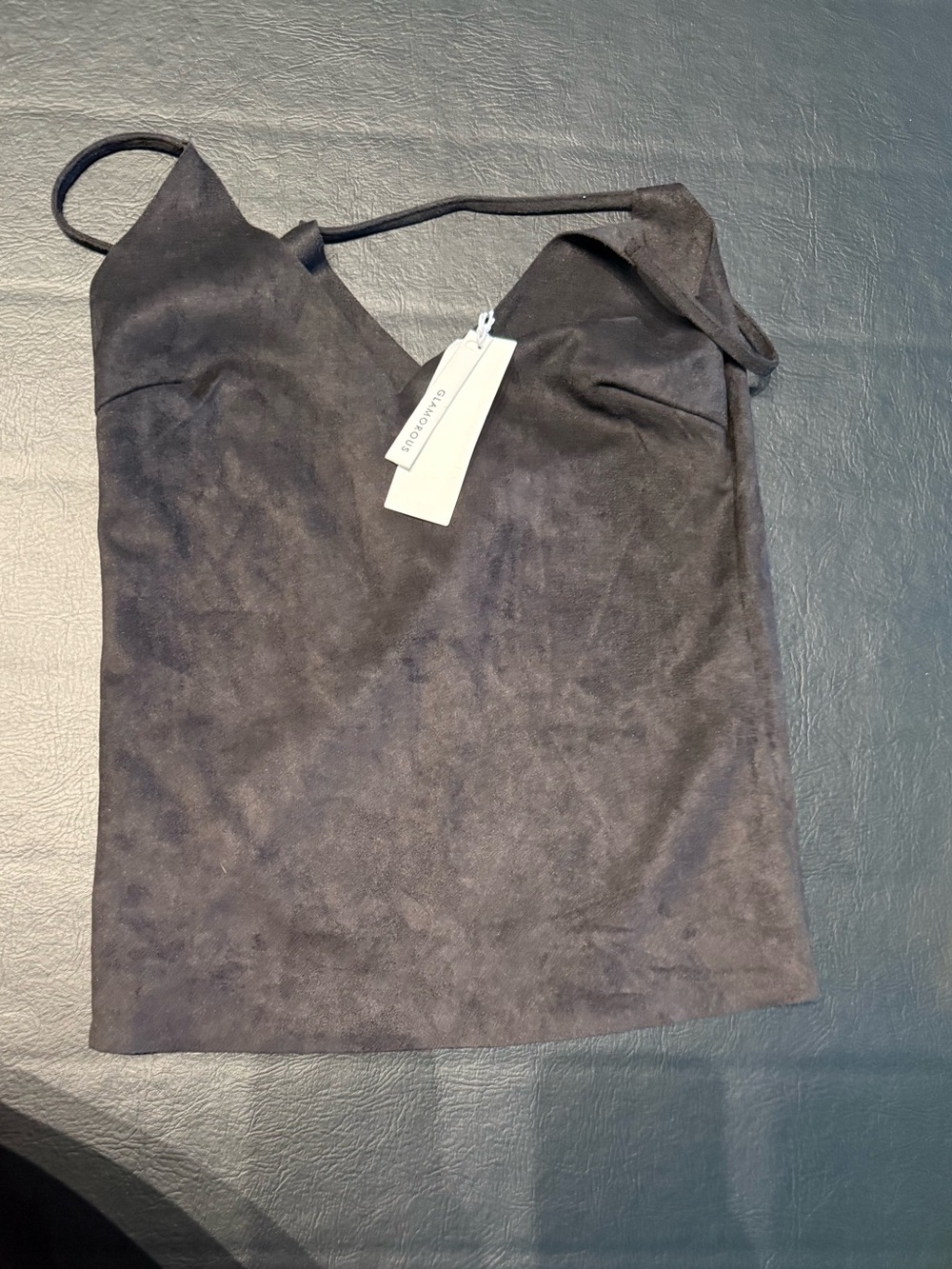 Glamorous Black Suede-Effect Camisole Top Xs
